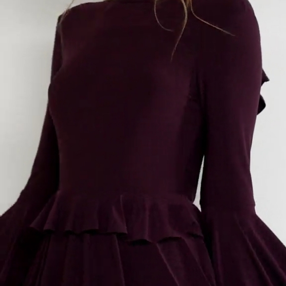 NWT Asos Plum Purple Bell Sleeve Dress US Size 6 - Picture 5 of 7